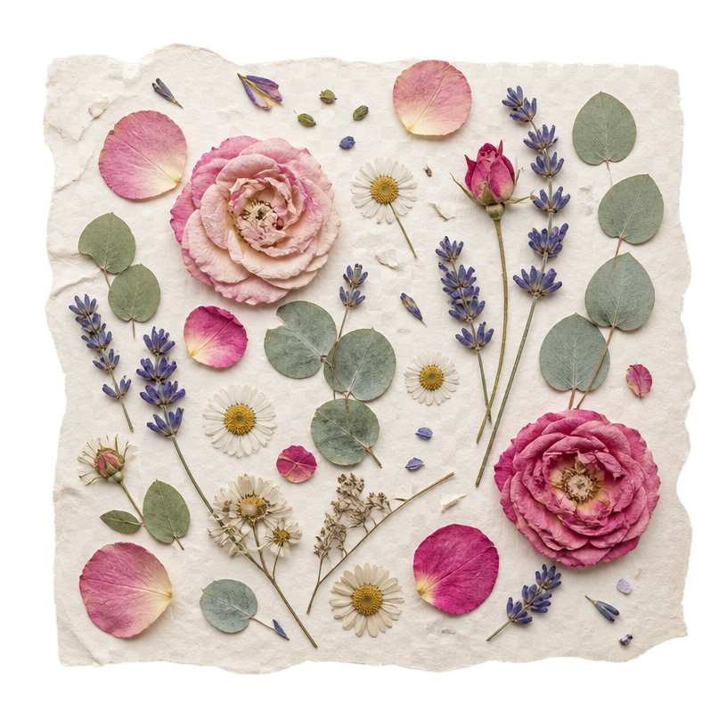 Pressed dried flowers